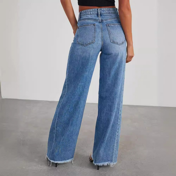 Women’s Casual Wide-Leg High-Waisted Jeans