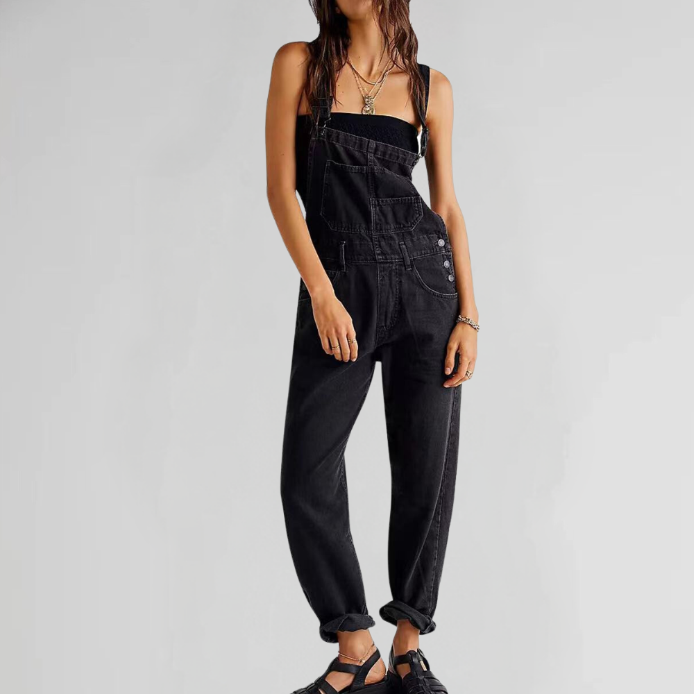 Mune Fashion | Women's Denim Overalls with Cross-Back Design