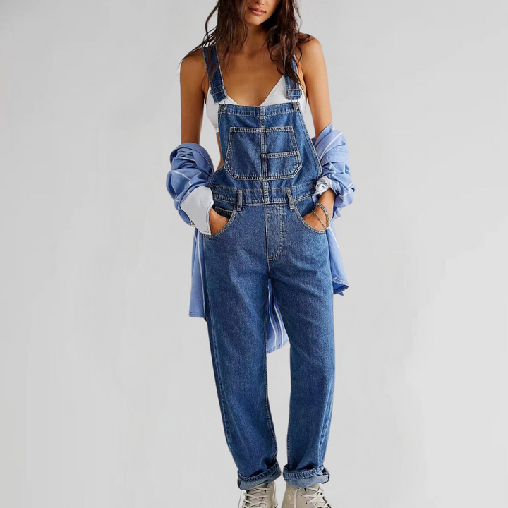 Mune | Women's Denim Overalls with Cross-Back Design