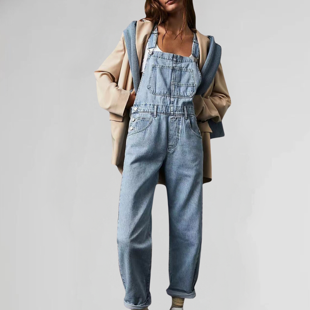 Mune Fashion | Women's Denim Overalls with Cross-Back Design