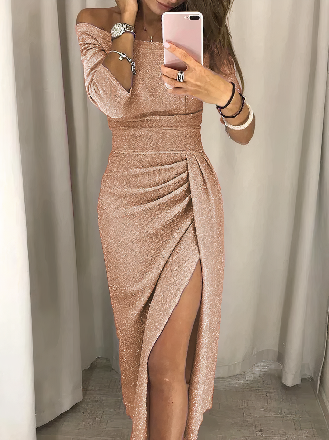 Mune | Off-Shoulder Glitter Dress