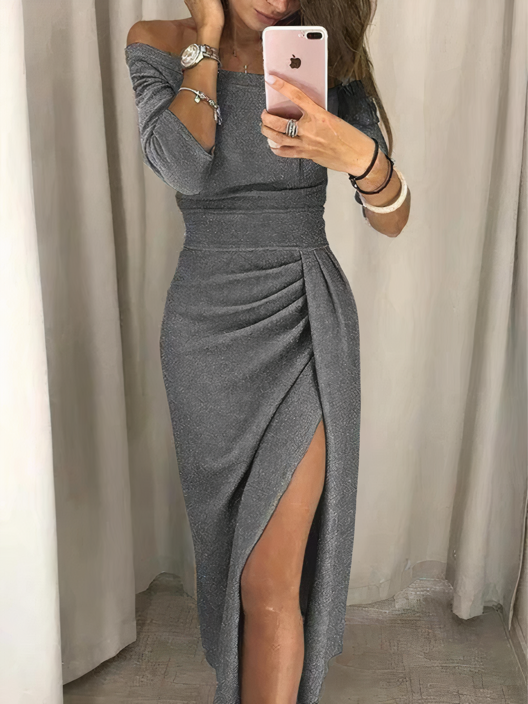 Mune | Off-Shoulder Glitter Dress