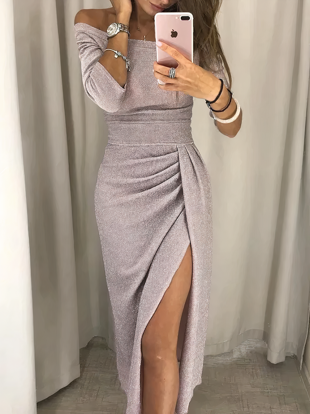 Mune | Off-Shoulder Glitter Dress