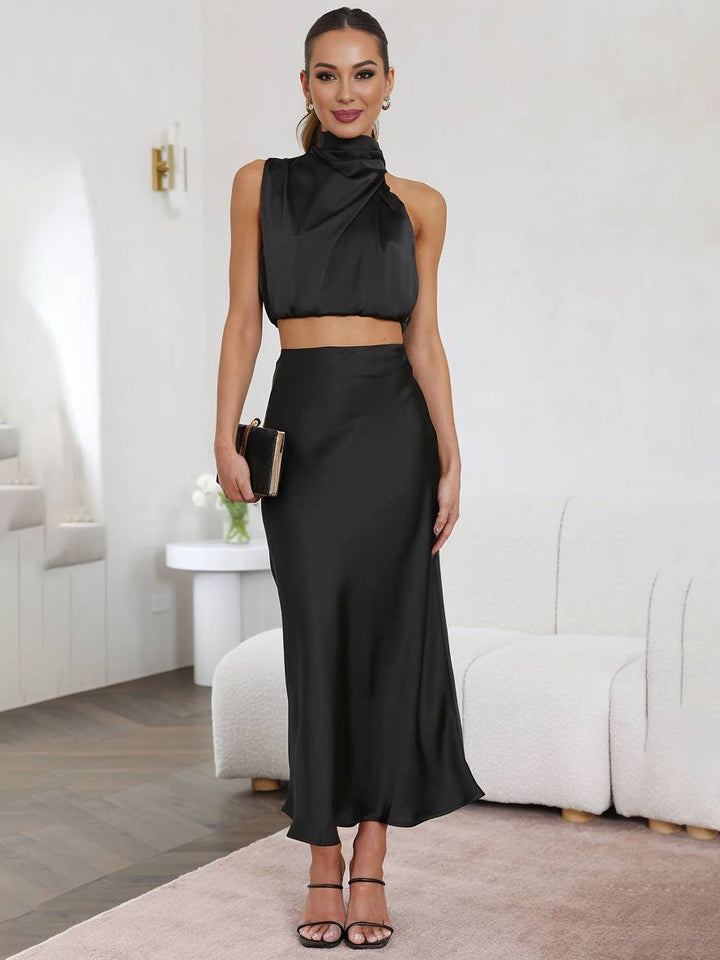 Mune Fashion | Dress Guests Wedding Women Halter Sleeveless Women Elegant Evening Two-piece Bridesmaid Dress