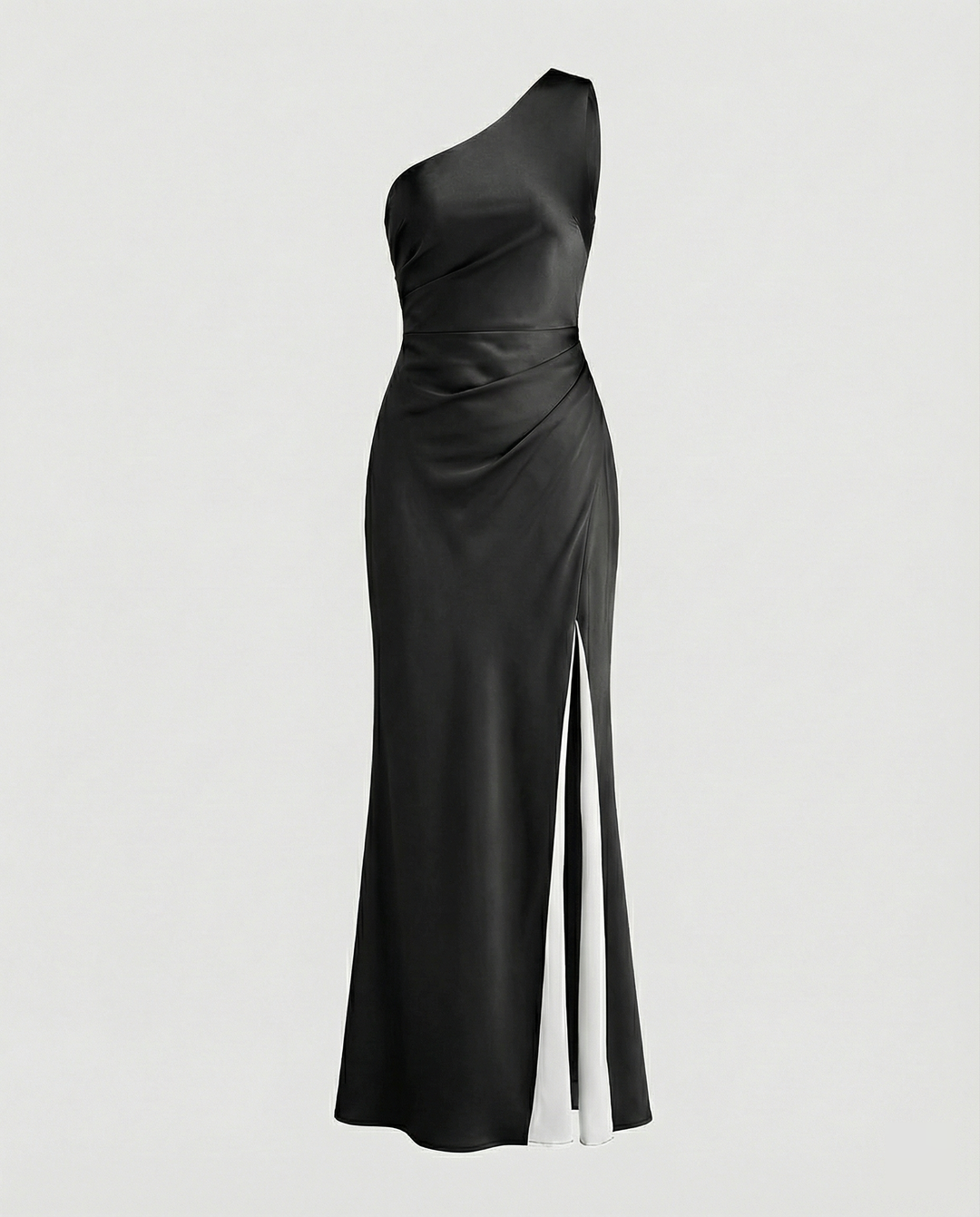 Mune Fashion | Dress Bridesmaid made of Satin Tight with Slit on the Side One Shoulder Without Sleeves Elegant Evening Dress for Wedding