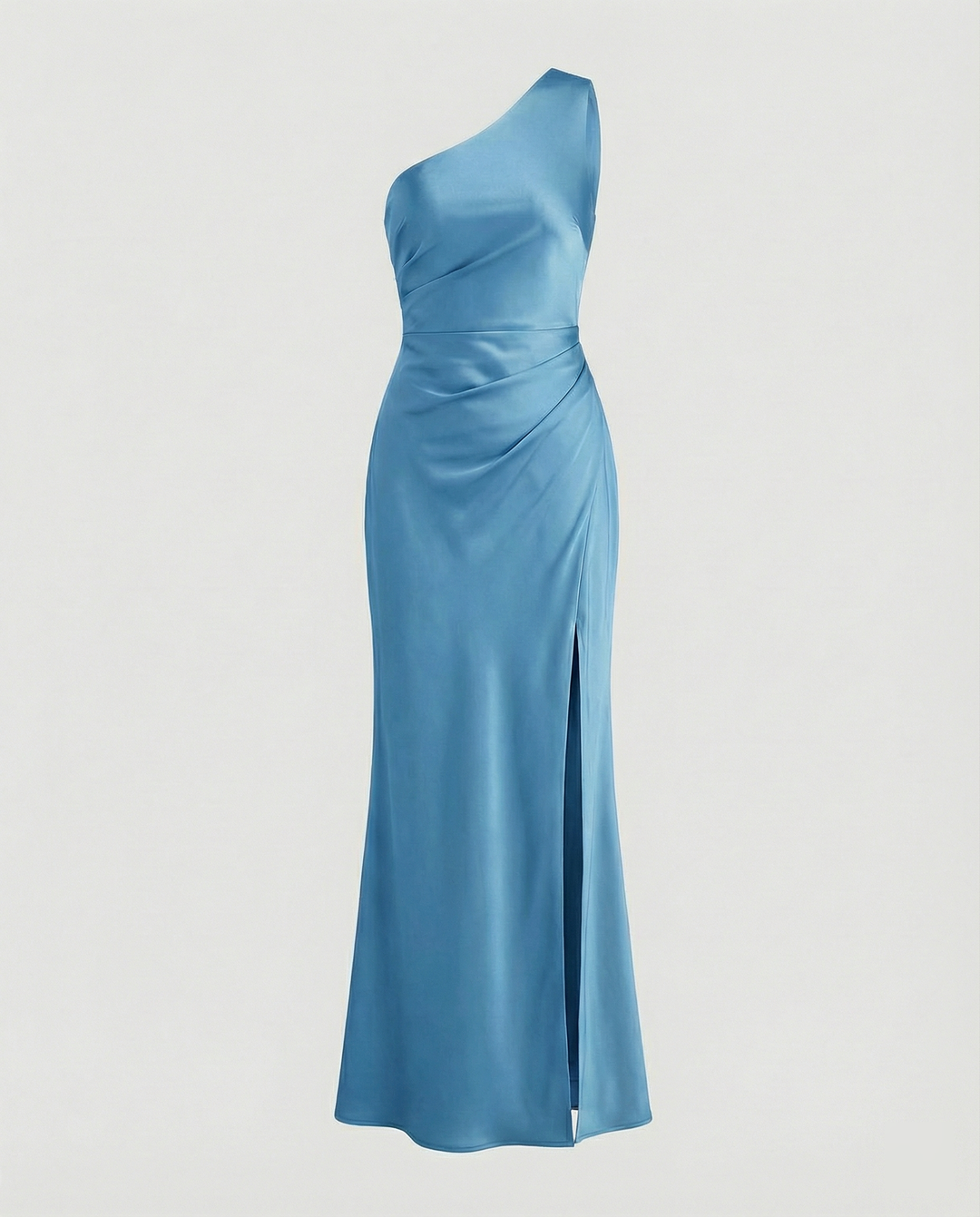 Mune Fashion | Dress Bridesmaid made of Satin Tight with Slit on the Side One Shoulder Without Sleeves Elegant Evening Dress for Wedding