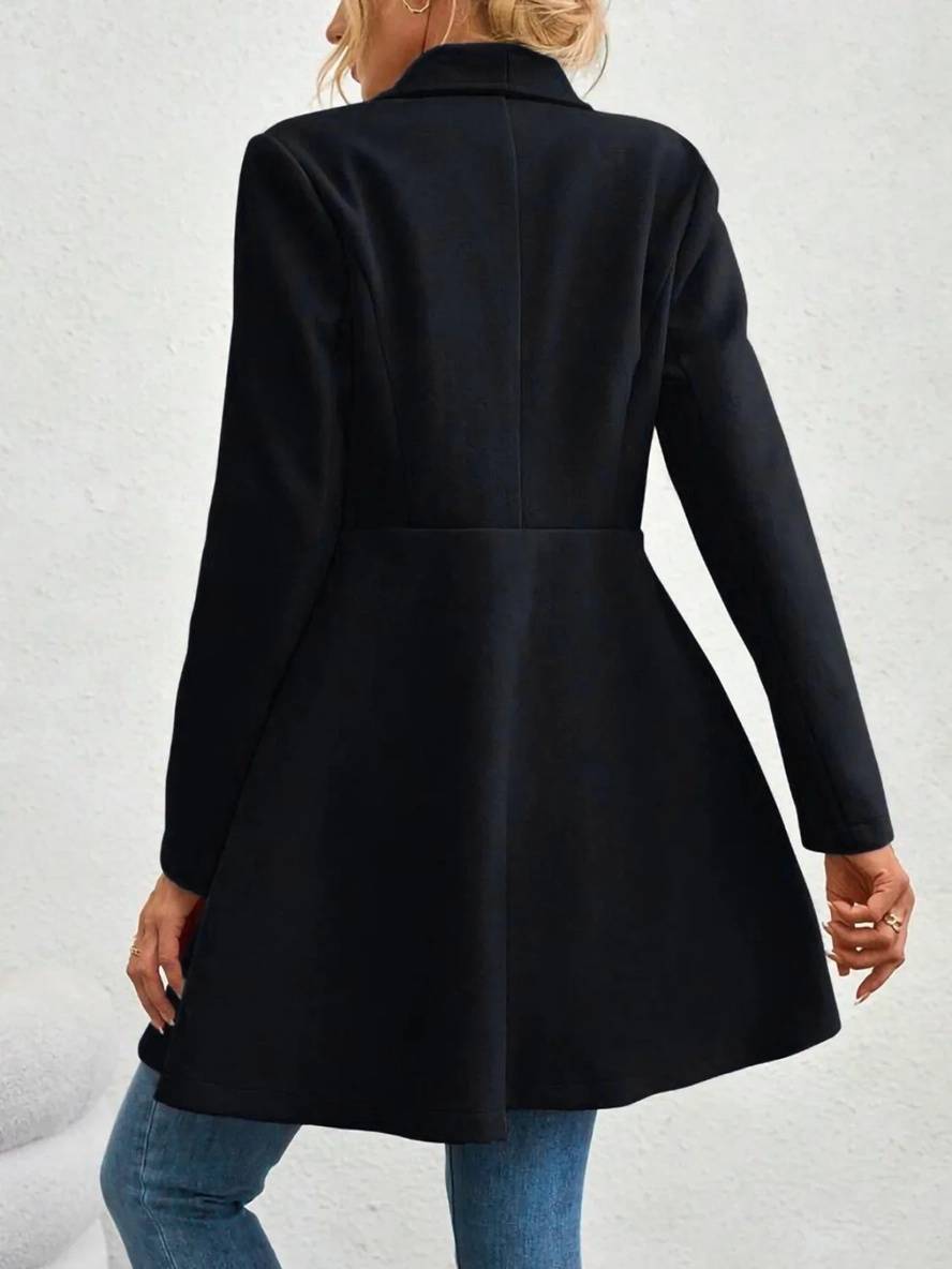 Mune | Medium-Length Wool Coat Solid Color with Buttons with Notched Collar Long Sleeves Elegant Casual Jacket for Women
