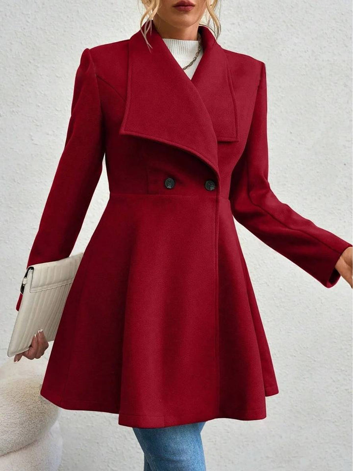 Mune | Medium-Length Wool Coat Solid Color with Buttons with Notched Collar Long Sleeves Elegant Casual Jacket for Women