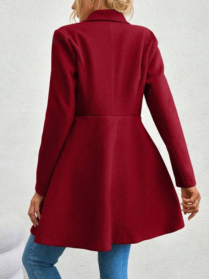 Mune | Medium-Length Wool Coat Solid Color with Buttons with Notched Collar Long Sleeves Elegant Casual Jacket for Women