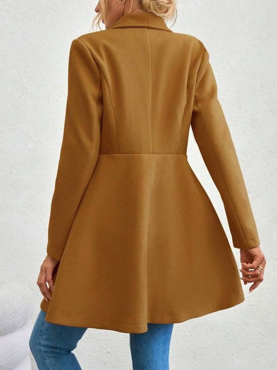 Mune | Medium-Length Wool Coat Solid Color with Buttons with Notched Collar Long Sleeves Elegant Casual Jacket for Women