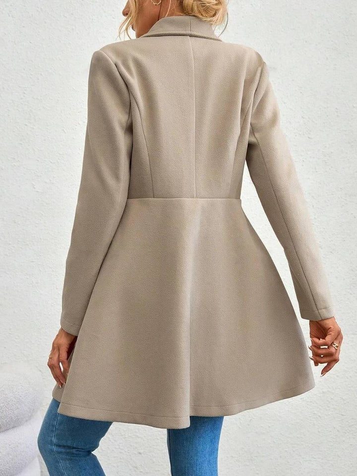 Mune | Medium-Length Wool Coat Solid Color with Buttons with Notched Collar Long Sleeves Elegant Casual Jacket for Women