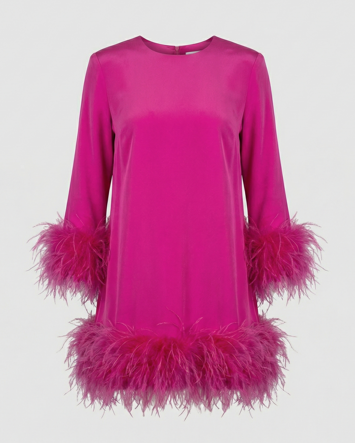 Asymmetrical Feather Mini Dress Ladies