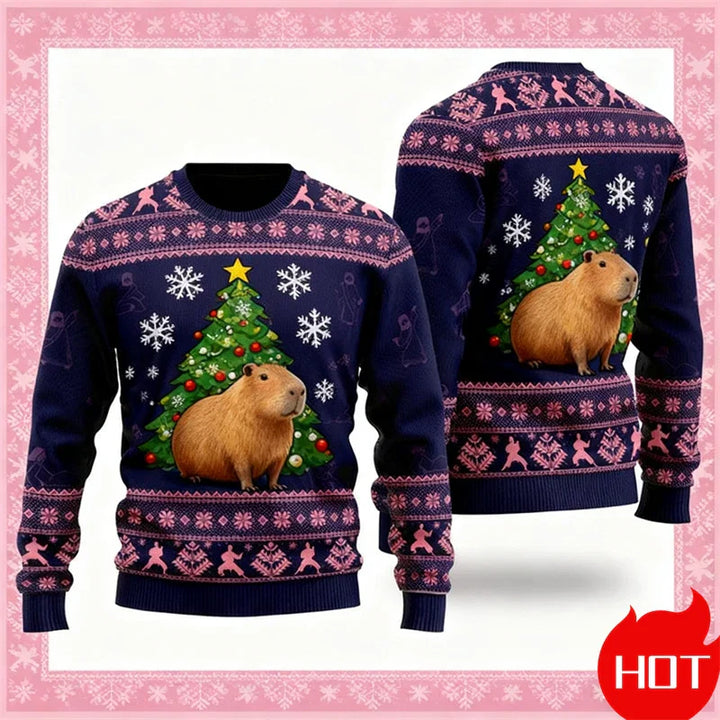 Mune | Christmas Sweater - 3D Capybara Design, Warm Comfort & Joyful Festive Style