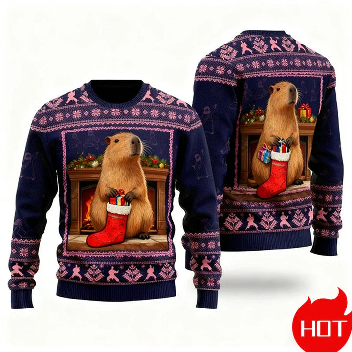 Mune | Christmas Sweater - 3D Capybara Design, Warm Comfort & Joyful Festive Style