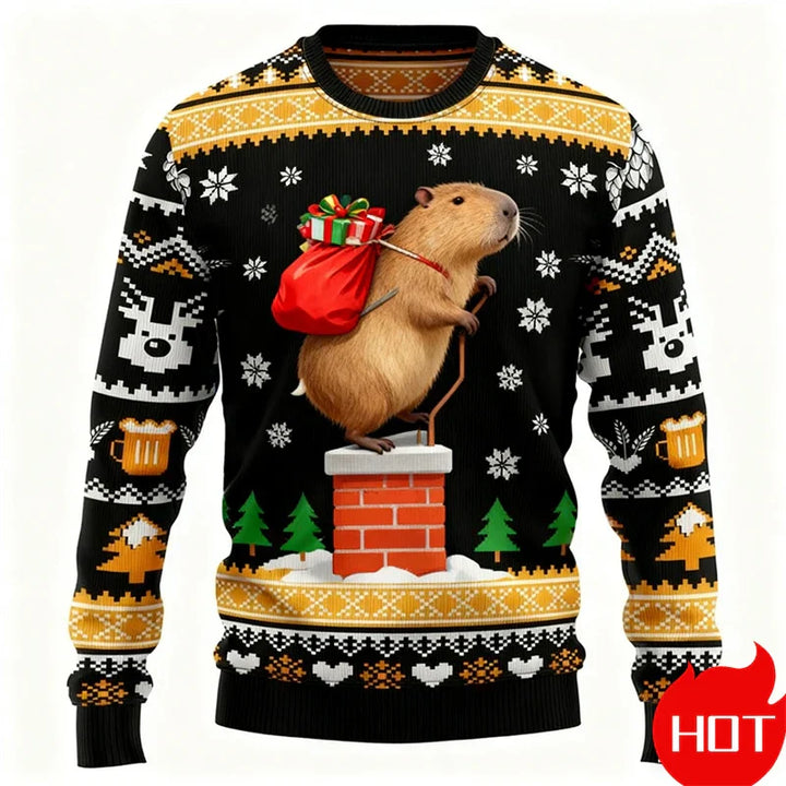 Mune | Christmas Sweater - 3D Capybara Design, Warm Comfort & Joyful Festive Style
