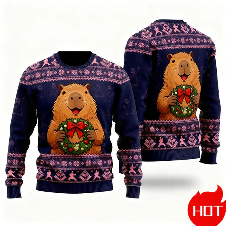 Mune | Christmas Sweater - 3D Capybara Design, Warm Comfort & Joyful Festive Style