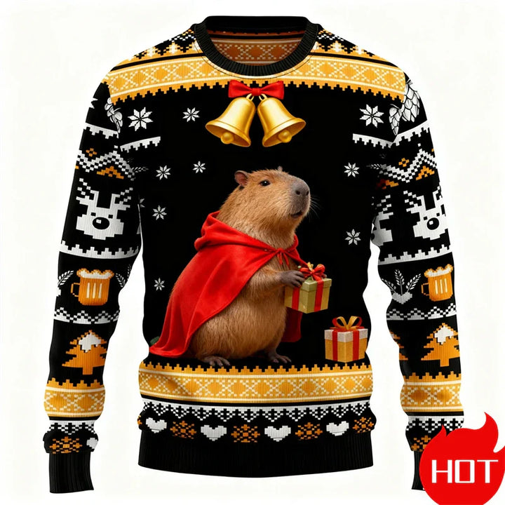 Mune | Christmas Sweater - 3D Capybara Design, Warm Comfort & Joyful Festive Style