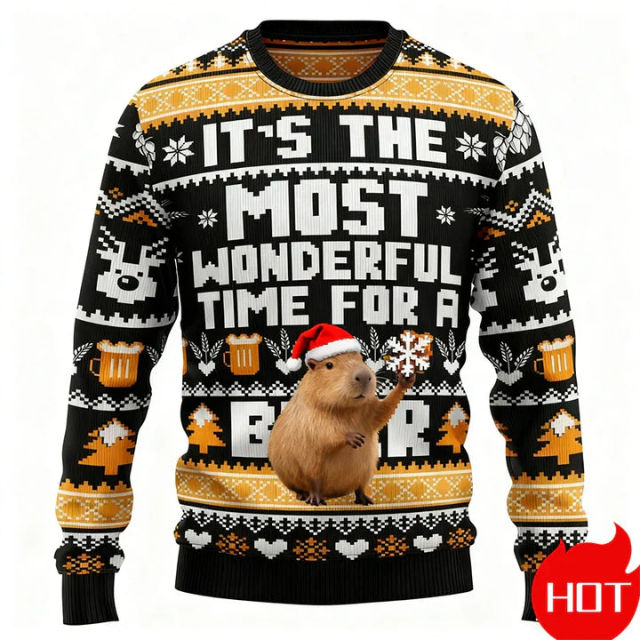 Mune | Christmas Sweater - 3D Capybara Design, Warm Comfort & Joyful Festive Style