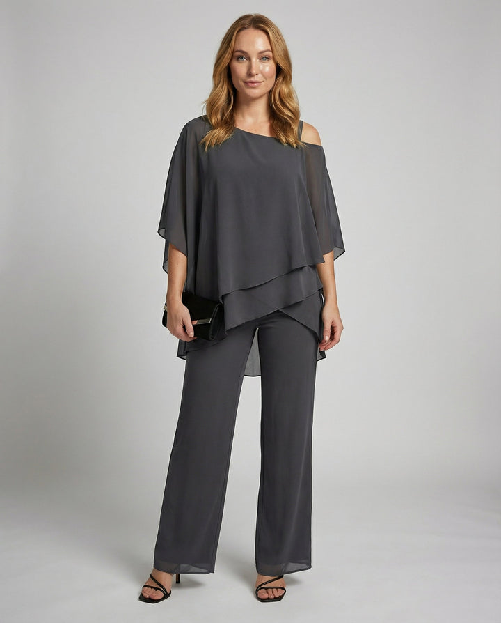 Elegant Chiffon Evening Set Women