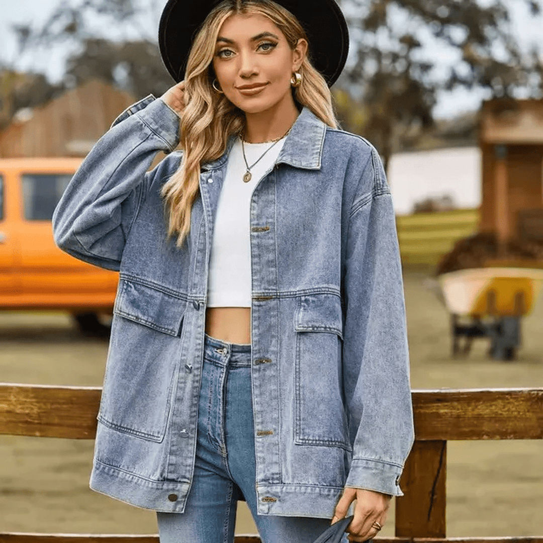Mune | Casual Oversized Denim Jacket with Button Closure