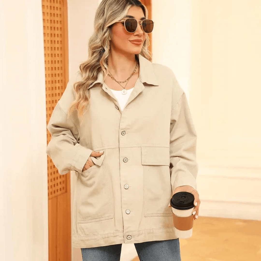 Mune | Casual Oversized Denim Jacket with Button Closure