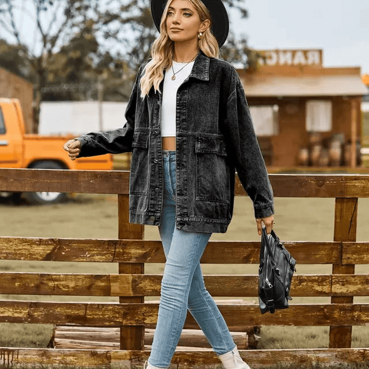 Mune | Casual Oversized Denim Jacket with Button Closure