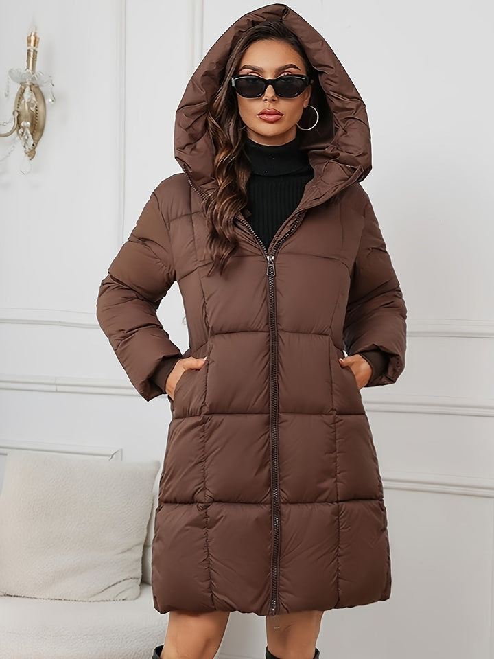 Mune | Women's Mid-Length Padded Puffer Jacket with Hood and Pockets