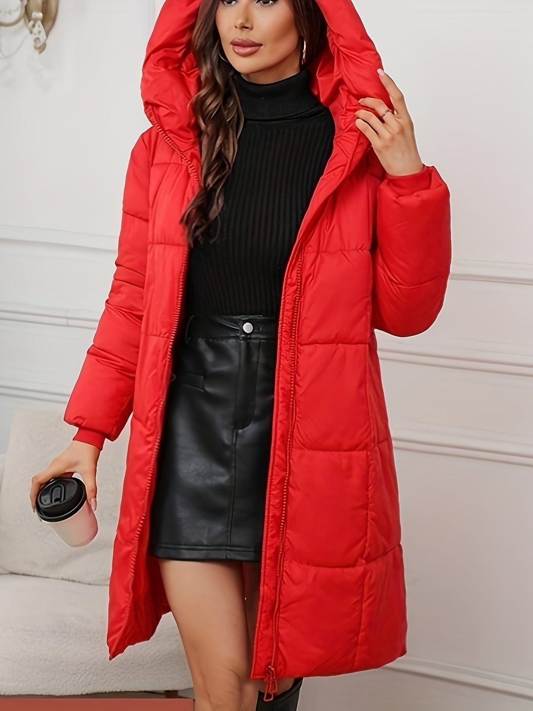 Mune | Women's Mid-Length Padded Puffer Jacket with Hood and Pockets