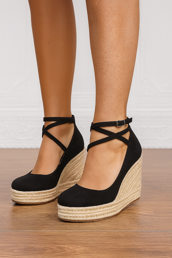 Women’s Spring Cross Strap Wedge Platform Heels
