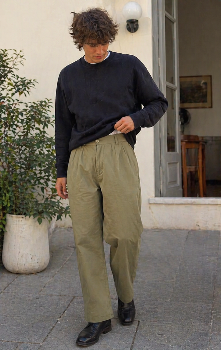 Mune Fashion Men's Trousers Linen Look Straight Fit Summer