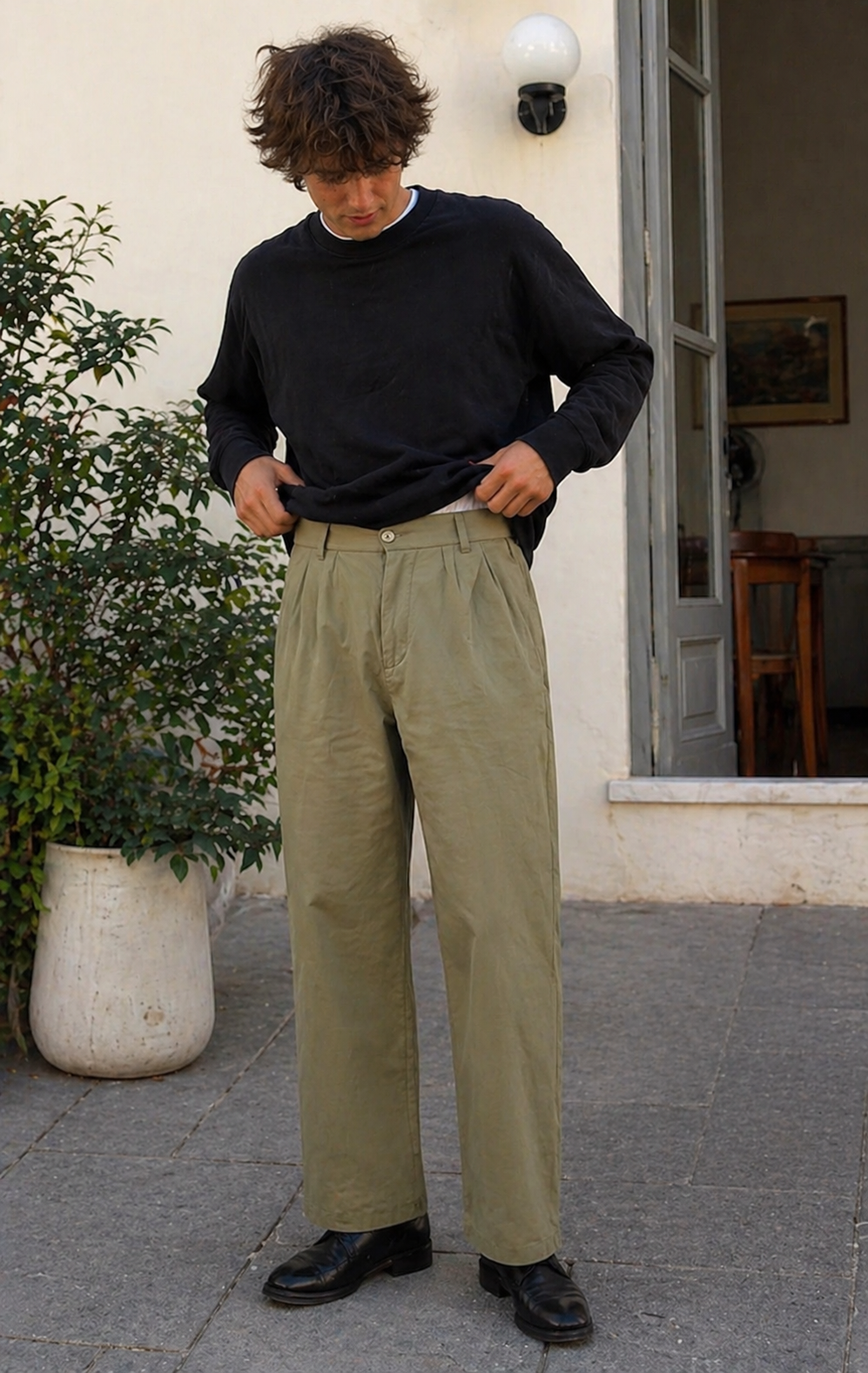 Mune Fashion Men's Trousers Linen Look Straight Fit Summer