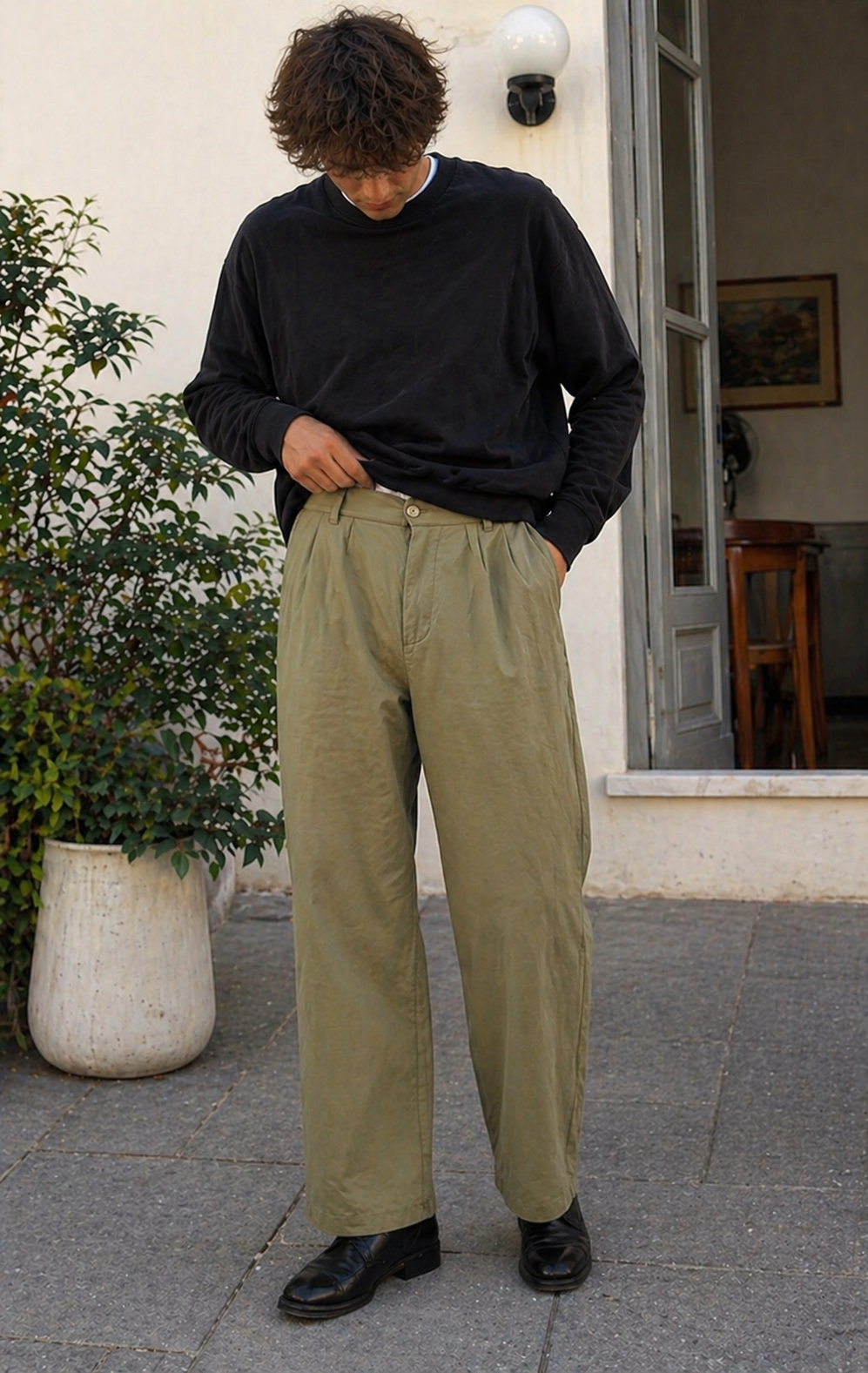 Mune Fashion Men's Trousers Linen Look Straight Fit Summer