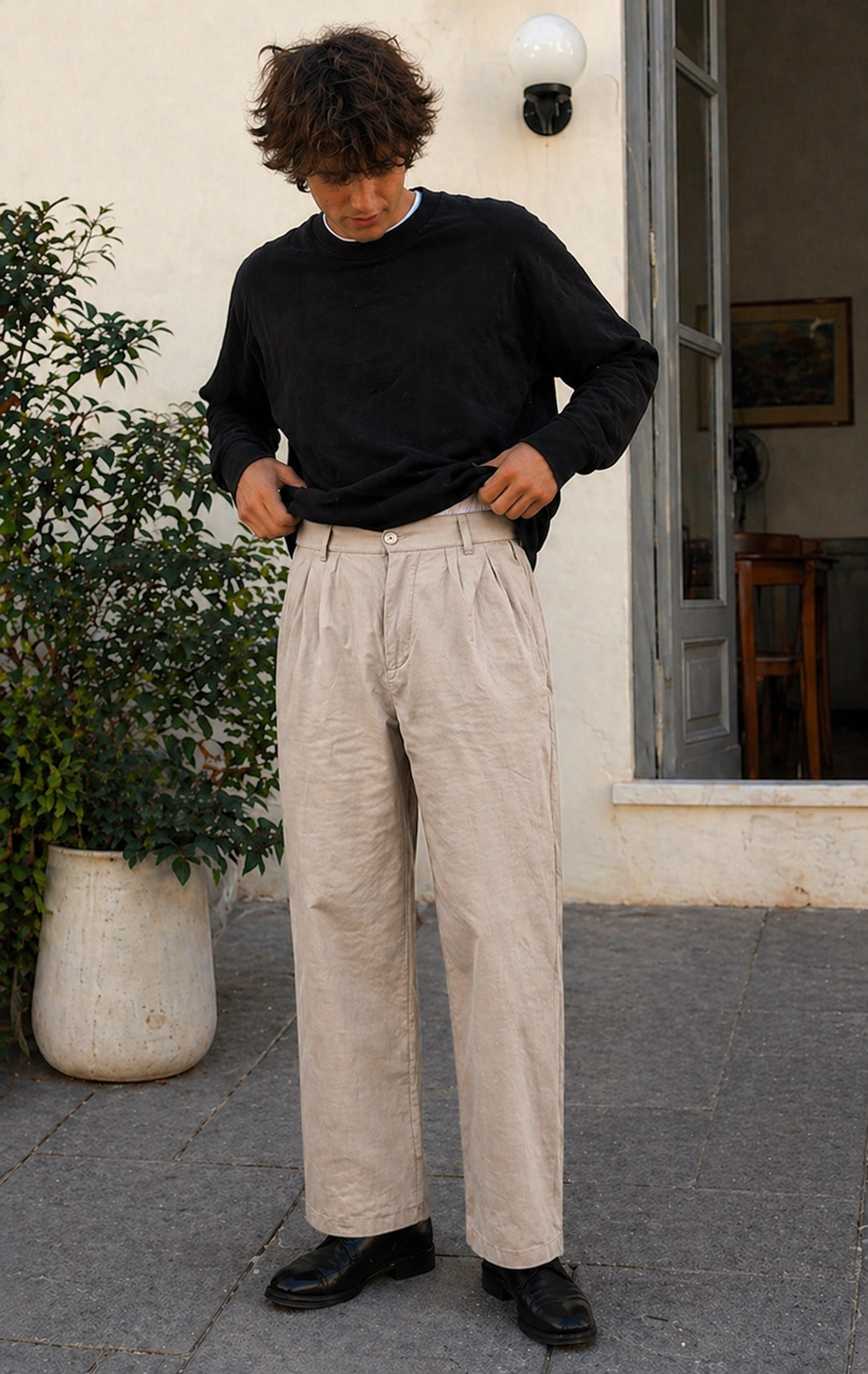 Mune Fashion Men's Trousers Linen Look Straight Fit Summer