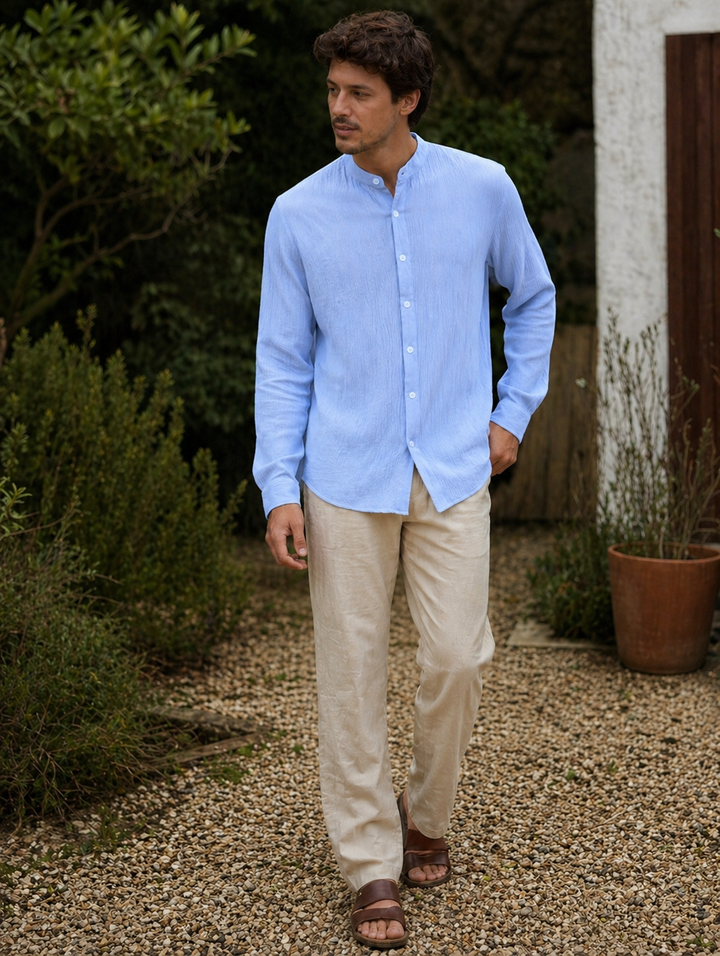 Men's lightweight shirt with modern stand-up collar Mune Fashion