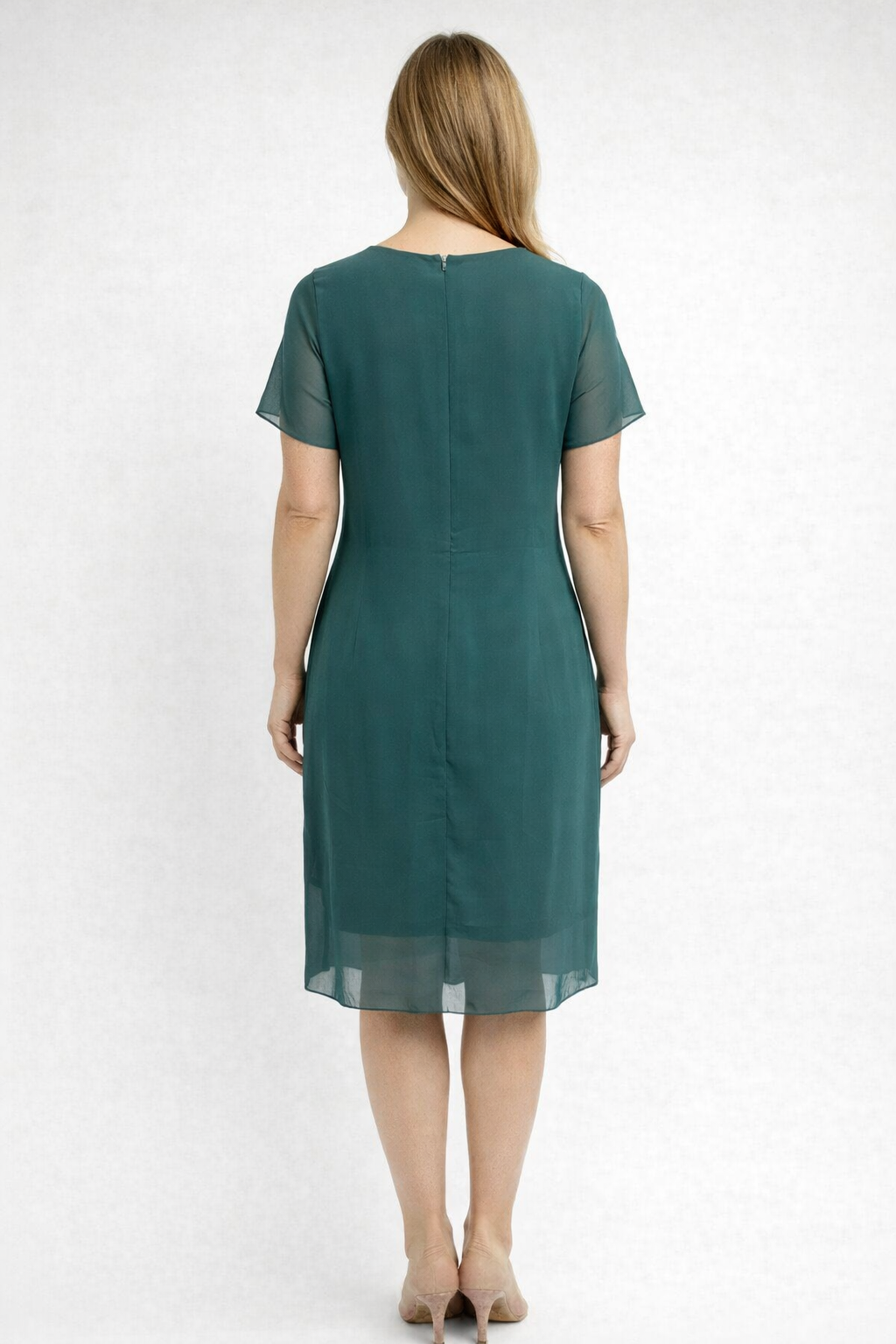 Blue Short Sleeve Dress With Layered Design