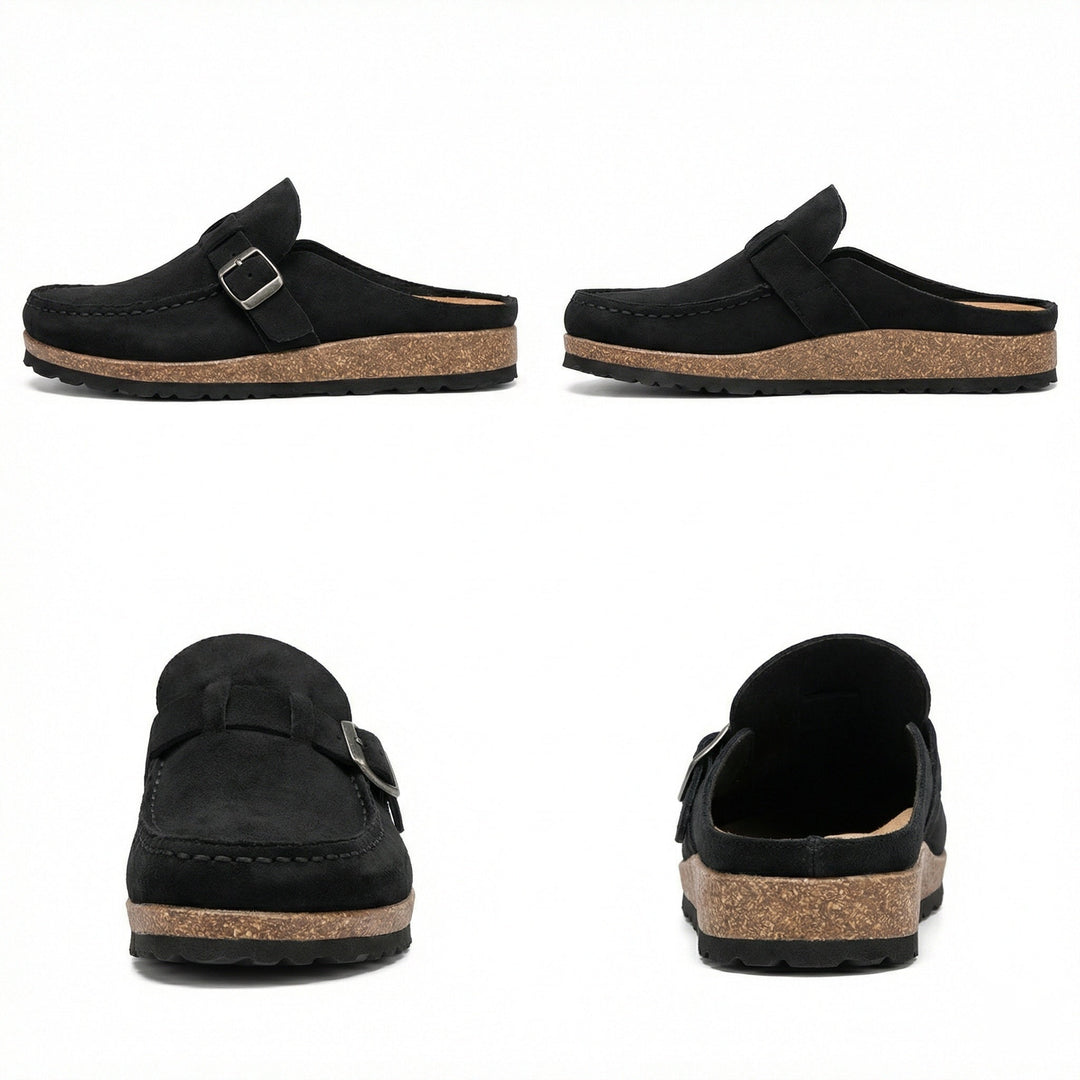 Clogs - Women's Retro Suede Slip-On Mule Mune Fashion