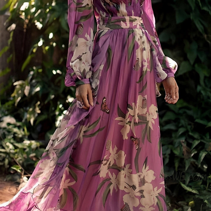 Mune | Women’s Lightweight Floral Chiffon Dress with Flowy Fit