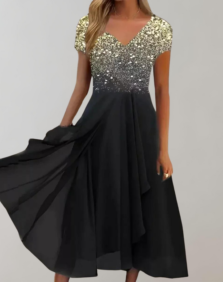 Mune | Dress with Luminous Flowers Evening Dress for Women Shiny Top Dress
