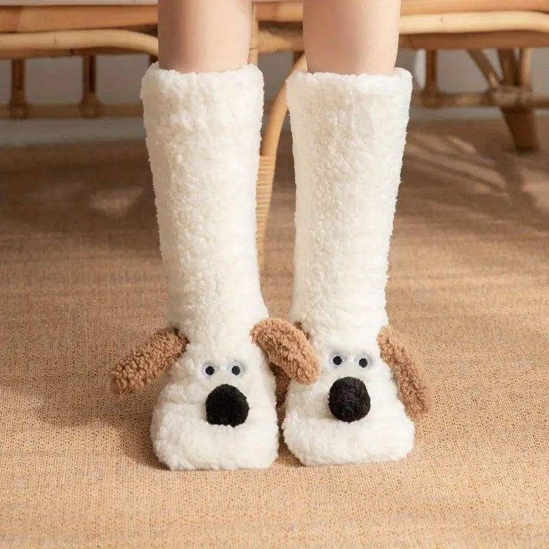 Mune | Plush non-slip winter socks with animal pattern for children and adults