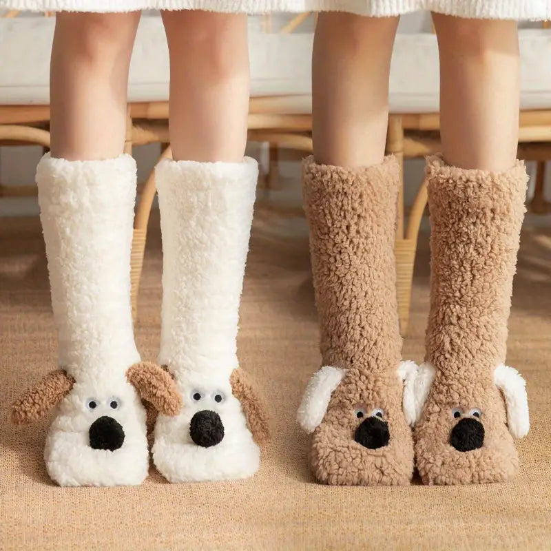Mune | Plush non-slip winter socks with animal pattern for children and adults