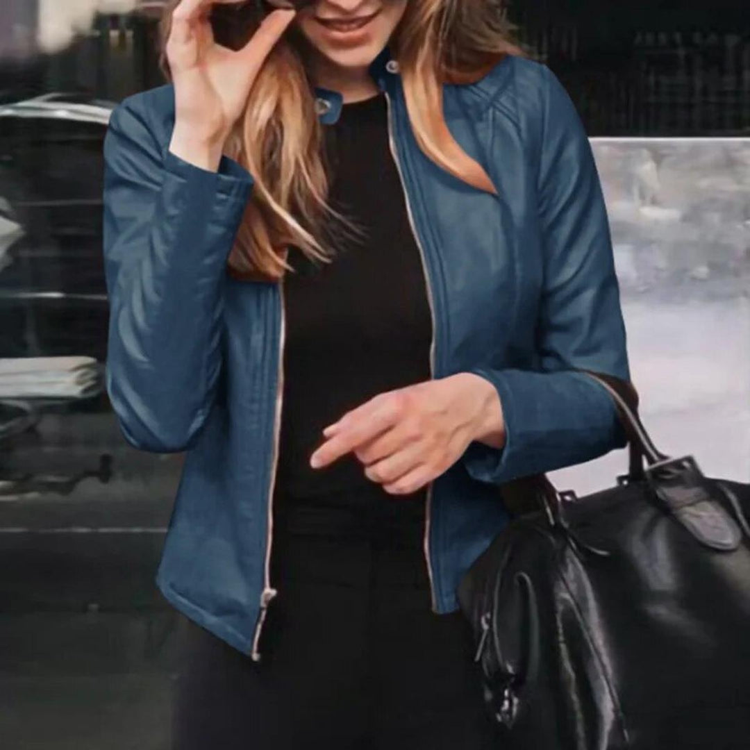 Mune | Cropped Slim Fit Faux Leather Jacket