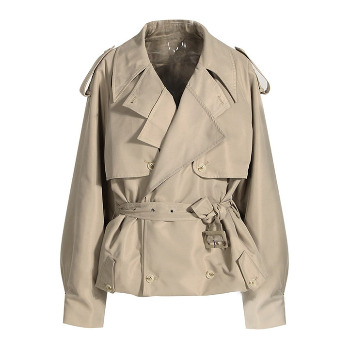 Mune | Women's Modern Cropped Trench Coat with Long Sleeves