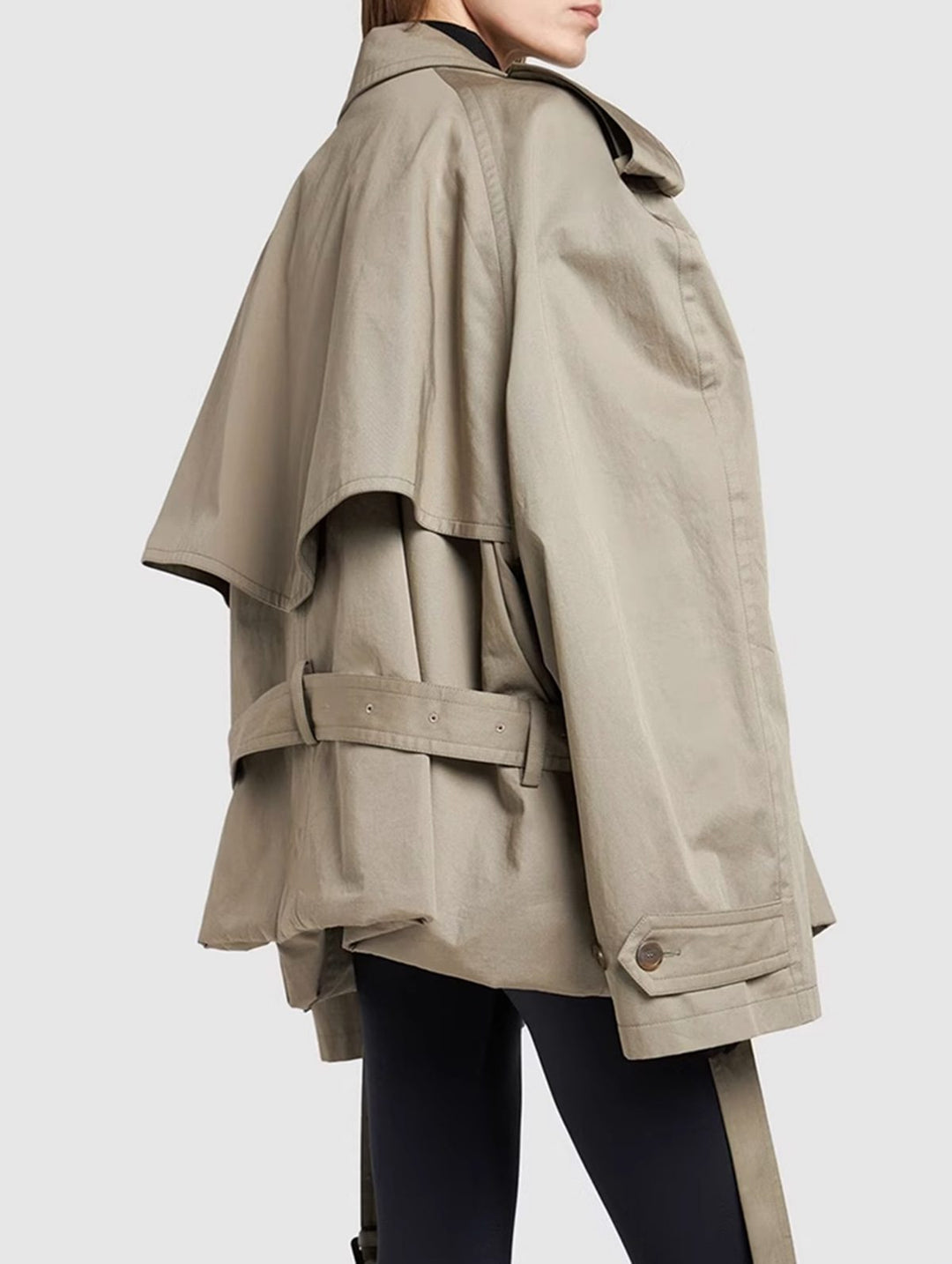 Mune | Women's Modern Cropped Trench Coat with Long Sleeves