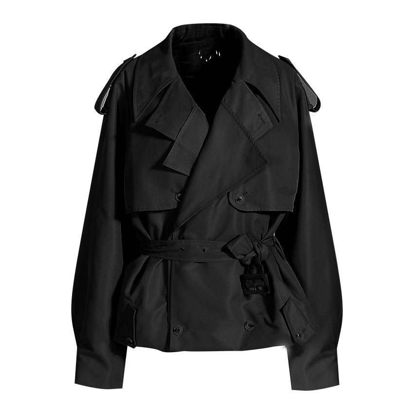 Mune | Women's Modern Cropped Trench Coat with Long Sleeves