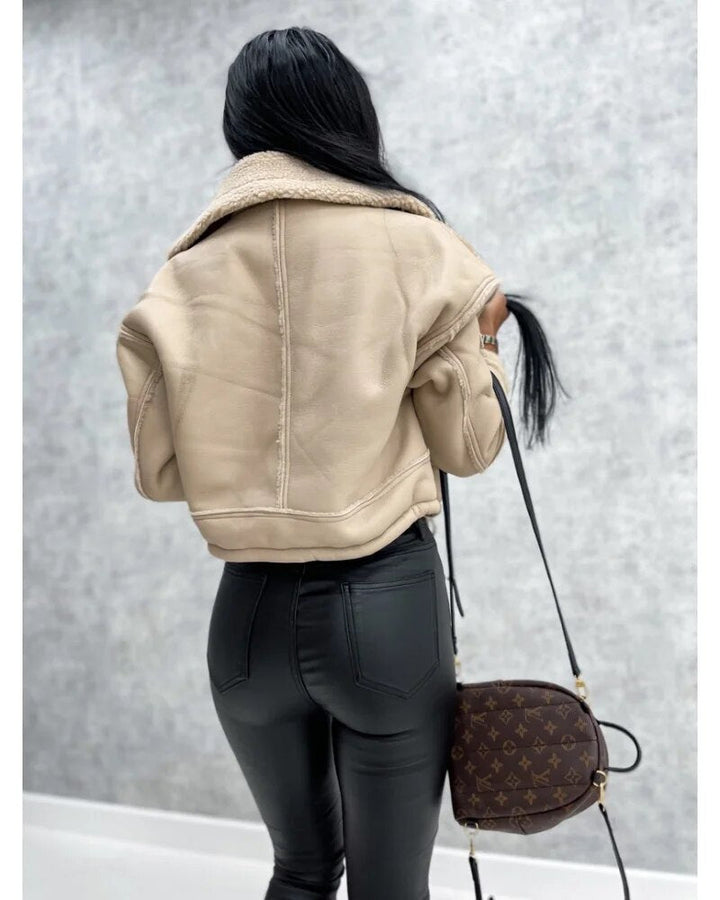 Mune | Women's Short Winter Jacket with Faux Fur and Zipper