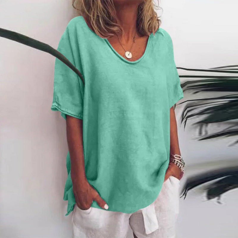 Mune Fashion | Women's Round Neck Shirt Solid Color