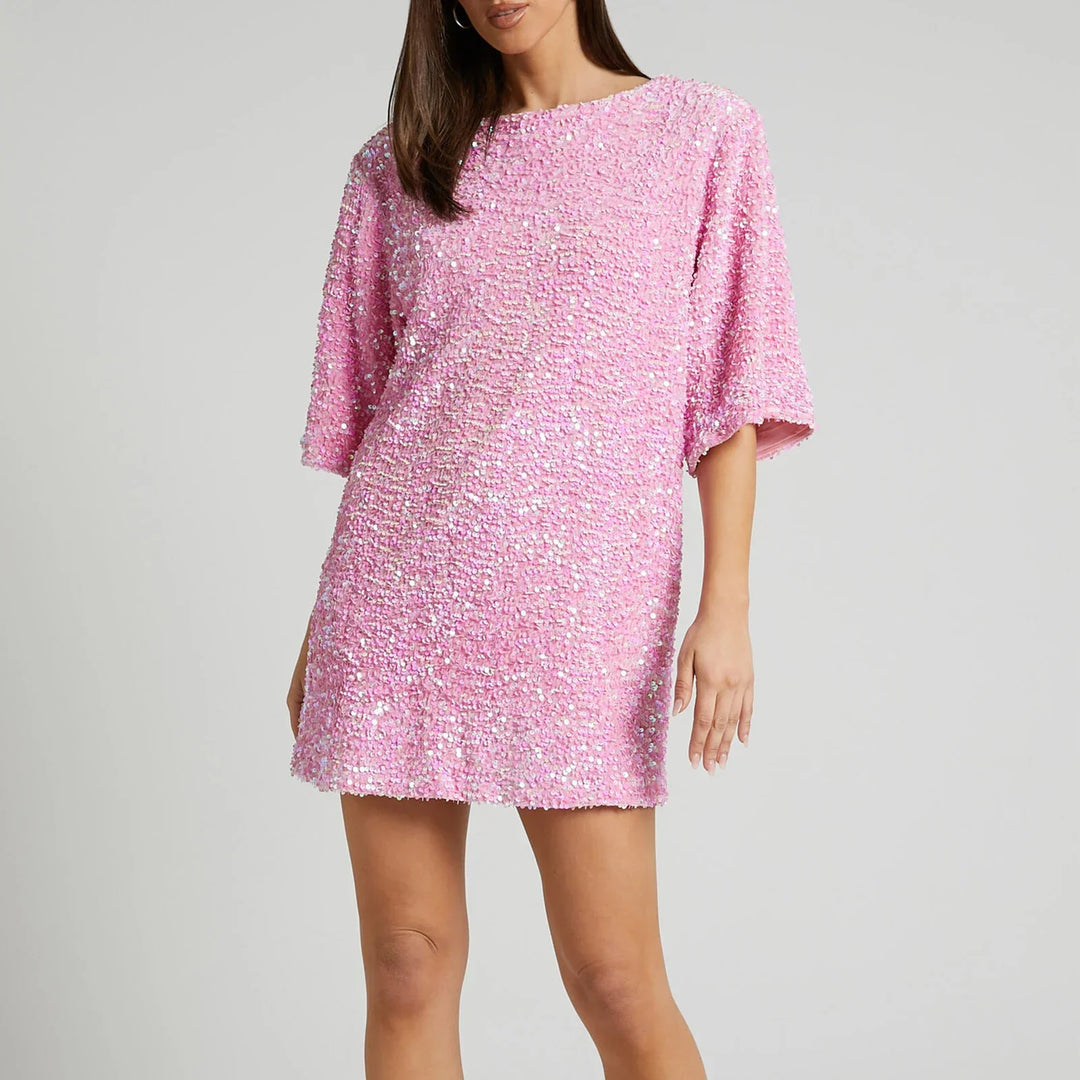 Mune | Glittering Sequin Dress with Bell Sleeves