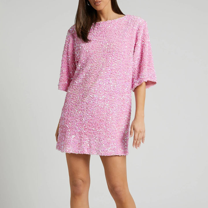 Mune | Glittering Sequin Dress with Bell Sleeves