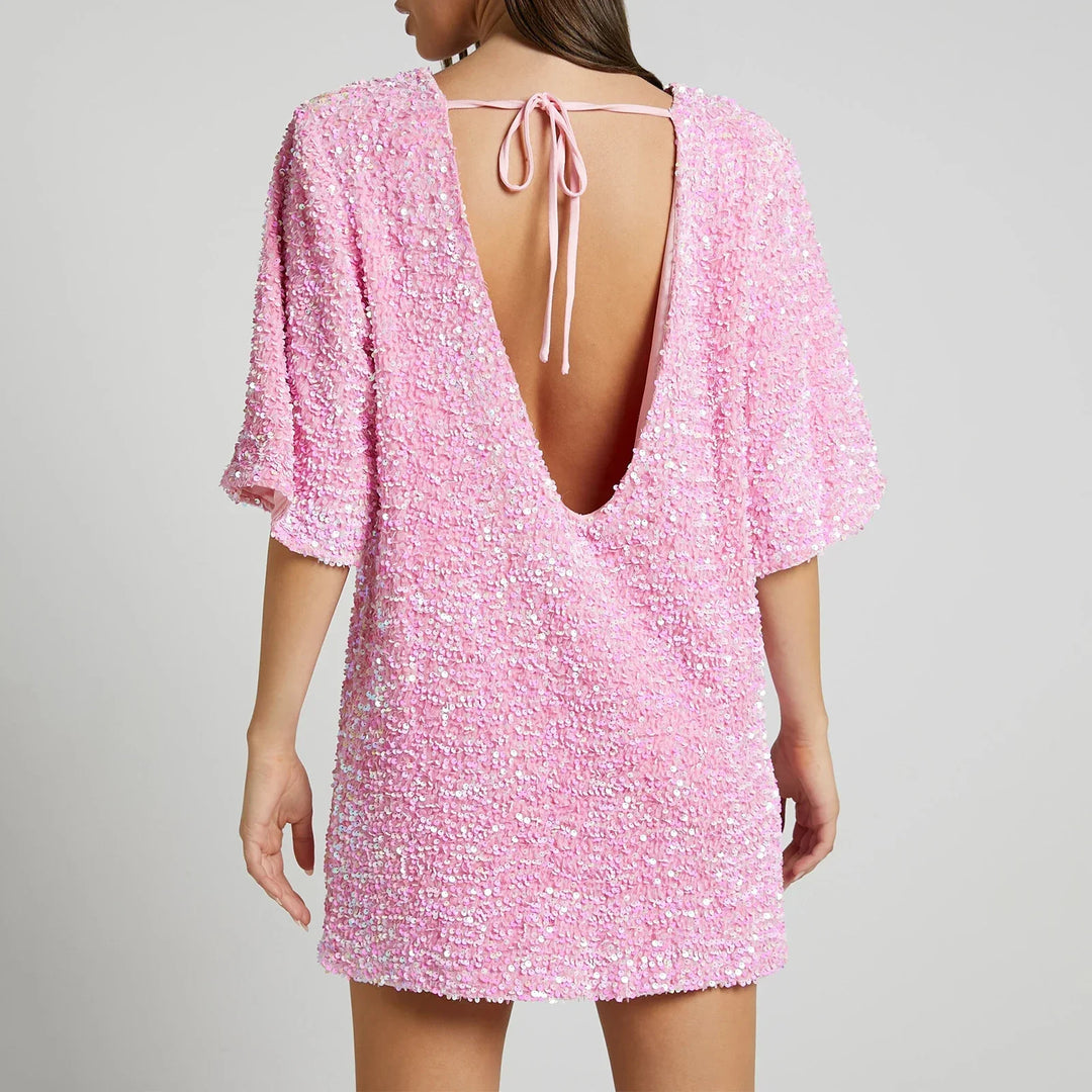 Mune | Glittering Sequin Dress with Bell Sleeves