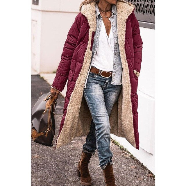 Mune | Reversible Long Sherpa Puffer Jacket (with Hood)